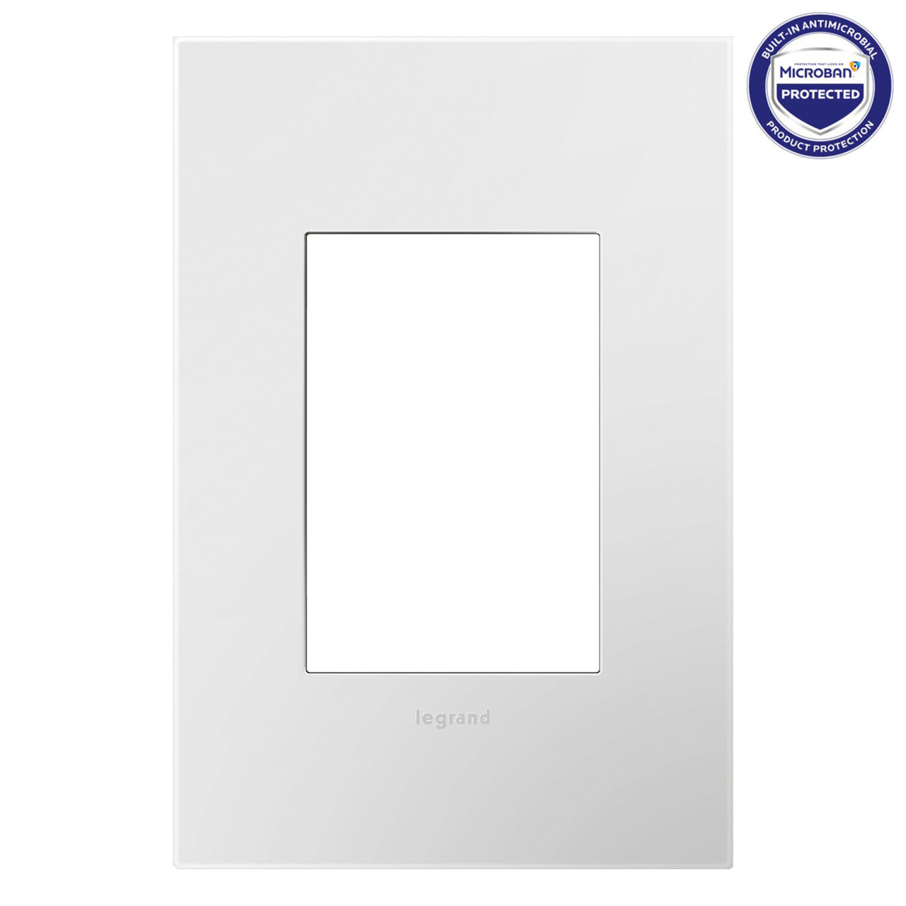 Adorne Gloss White 1‑Gang Screwless Wall Plate with Microban®