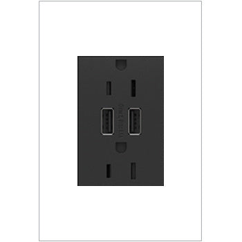 Adorne Dual USB‑A + Duplex Outlet (Plus‑Size, 15A)