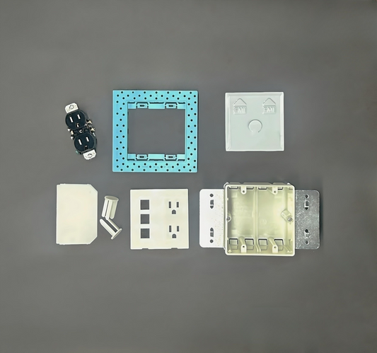 Double Gang Flush Mount Face Plate Outlet/Keystone Kit