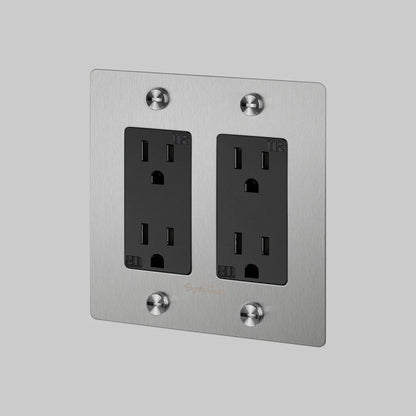 Buster and Punch 2 Gang  Cross Duplex Outlet