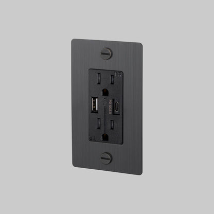 Buster + Punch 1 Gang Combination Duplex Outlet + USB‑A/C