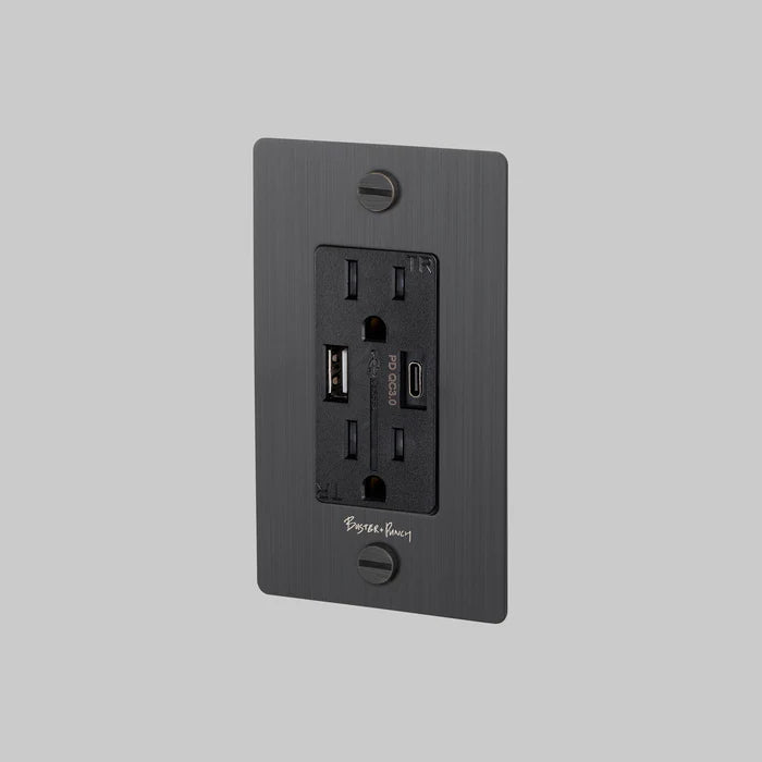 Buster + Punch 1 Gang Combination Duplex Outlet + USB‑A/C