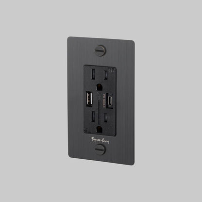 Buster + Punch 1 Gang Combination Duplex Outlet + USB‑A/C
