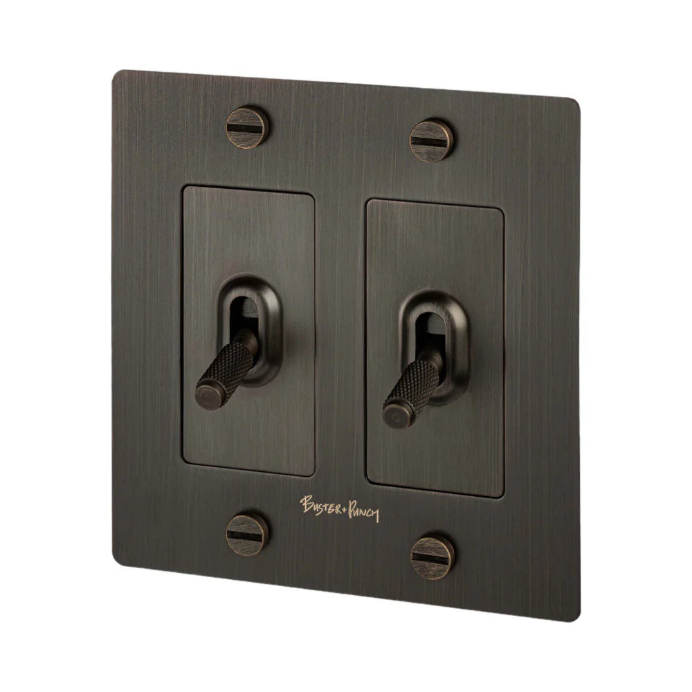 Buster + Punch Steel 2 Gang Toggle Switch