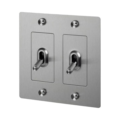 Buster + Punch Steel 2 Gang Toggle Switch